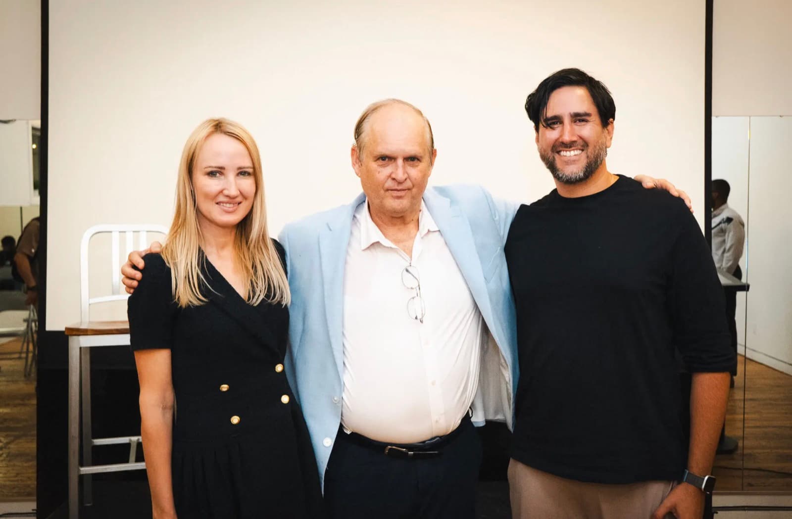 With speakers after an event